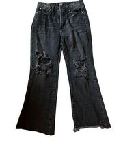 BDG urban outfits black denim cropped jeans with raw hem