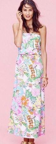 Lilly Pulitzer For Target Strapless Maxi Dress in Nosie Posey Print