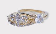 Princess Crown & Solitaire Faux Diamond Ring Size 9