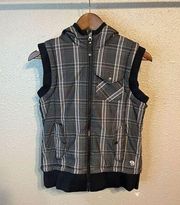 Mountain Hardwear Vest Women's Small Plaid Gray Black Gorpcore Outdoors