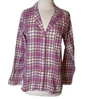 NWT UGG milo flannel pajama top purple white plaid sz S