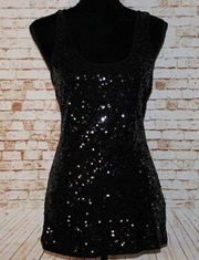 Body Central Black Sleeveless Sequin Top Size L