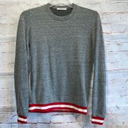 Marine Layer Sweater Women Small Gray Jenny Crew Sweatshirt Red Stripe Heathered