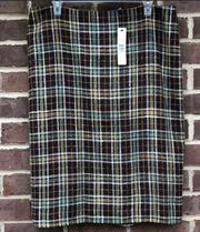 Ellen Tracy plaid mahogany pencil skirt