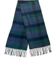 Club Room Black Watch Tartan Plaid Cashmere Knit Fringe Hem Scarf