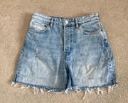 H&M &Denim ultra high rise button front jean mom shorts in size 8