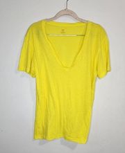 LNA Yellow Scoop V Neck Lightweight Shirt Sleeve Women Medium Cotton T-Shirt