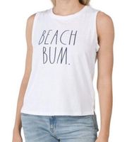 RAE DUNN Shirt Women’s X-Small XS White NWT Tank Top Beach Bum Casual Summer