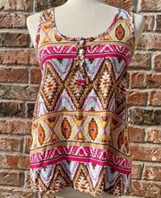 Pink Rose colorful printed chevron tank top / S / Excellent condition