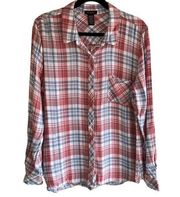 Max & Mia 100% rayon long sleeve plaid flannel Rose Size XL