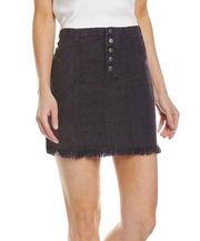 NWT Chaser Size M Black Vintage Canvas Button Front Fray Edge Mini Skirt Stretch