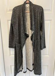 Jack By Bb Dakota Size Small Womens Pocketed Long Duster Cardigan Black White