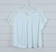 Rip Curl White Crochet Trim Blouse S