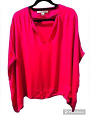 Diane Von Furstenberg 100% Pure Silk Pink Women's Blouse Loose Fit Size Medium