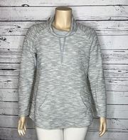 Style & Co Sport Size XL Gray & White Cowl Neck Roll-Tab Sleeve Top Sweatshirt