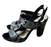 Kenneth Cole Reaction Snakeskin and patent leather chunky heels A19