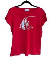 Guy Harvey red size large womens angelfish tshirt