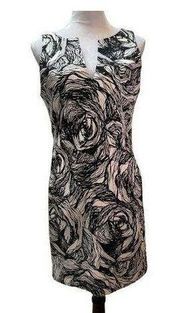 Jonathan Martin Black and White Swirl Pattern Sleeveless Shift Dress Size 10