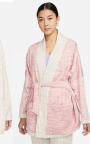 Nike NWT Yoga Therma-FIT Luxe Reversible Sweater Cardigan Coat Pink White 2X