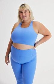 Girlfriend Collective Daydream Rib Paloma Racerback Sports Bra in Blue Size XXXL