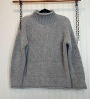 Rachel Zoe Gray Fuzzy Sweater Mock Neck Pullover Size M