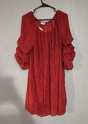 Indigo Rose Red Burgundy Scoop Neck Tiered 3/4 Sleeve Dress Size 2X