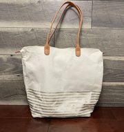 Bath and Bodyworks Canvas White and Gold Tote