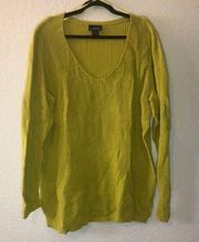 Lane Bryant Sweater Lime Green V Neck Sweater Sz 22/24 (3X) GUC Chunky Knit