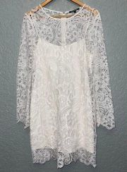 Crochet Overlay Daphne Long Sleeve Dress