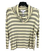 Workshop Republic Clothing Tan Black Stripe Cowl Neck Shirt M