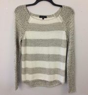 Sanctuary Clothing Cotton Blend Lightweight Gray Striped sweater