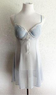 Powder blue‎ sheer negligee