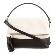 Kate Spade  NY Black and Cream Leather Flap Shoulder Crossbody Bag