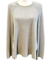 Lafayette 148 Gray Side Slit Silk Blend Sweater Medium