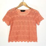 MINKPINK  Women’s Peach Short Sleeve Lacrosse Crew Neck top size Small