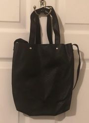 Faux Leather Black Sling Tote