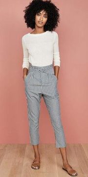 BB Dakota High-Rise Belted Tapered Pants - Stripes - Blue Multi/Blue - 4