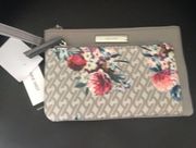 Nine West double entry Wristlet Floral on Gray