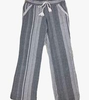 💕5️⃣Jolt Women's Gray Striped Linen Blend Elastic Waist Palazzo Pants