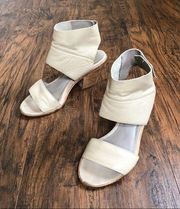 Eileen Fisher • Arts Ankle-Cuff Sandal stone beige wrap heel washed leather