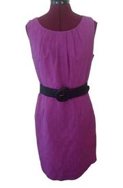 WORTHINGTON Purple Cotton Color Shift Belted Dress, Size - 10P