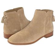 NEW Kate Spade Suede Saddle Bootie Roasted Almond Leather Boot Women’s Size 8