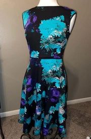 Maggy London Floral Burst A-line Flare Cocktail Dress Size 2