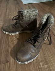 Brown Faux Leather Boots