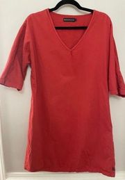 United By Blue Oversized 100% Cotton Rust V-neck Pocket Tshirt Dress Small