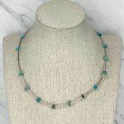 American Eagle Faux Turquoise Beaded Silver Tone Necklace