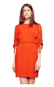 Maje Womens Roan Coral Orange Tunic Dress Red Size L (3) New Crepe Lined