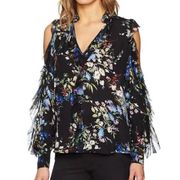 Parker Elana Cold-Shoulder Silk Top