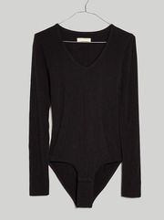 Madewell Plus V-Neck Full-Coverage Bodysuit in True Black Plus Size 1X NWOT