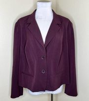 Lane Bryant Blazer 22 Burgundy 3 Button Classic Office Career Business Casual